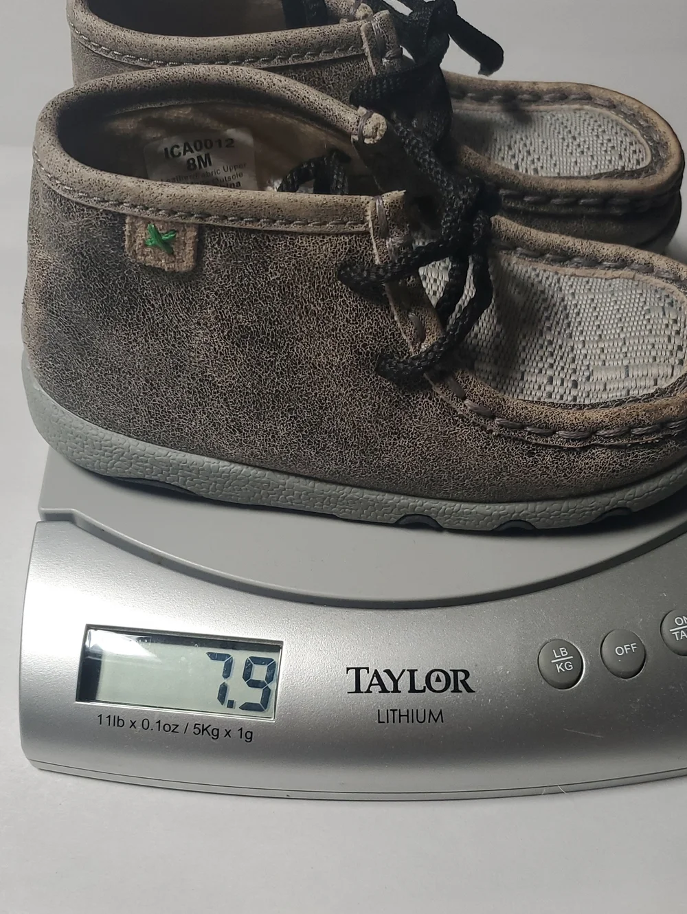 Kids Twisted X Grey Leather Chukka Driving Moccasin Shoes Size 8 Comfort